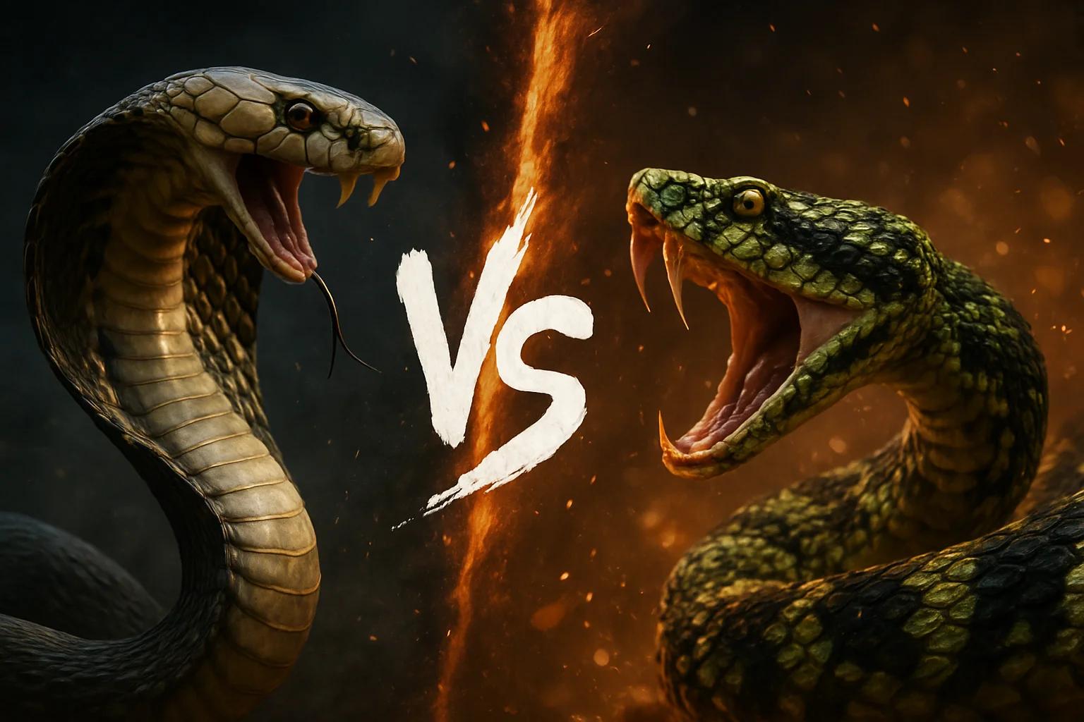 king-cobra-vs-mangshan-pit-viper comparison image on AnimalDex