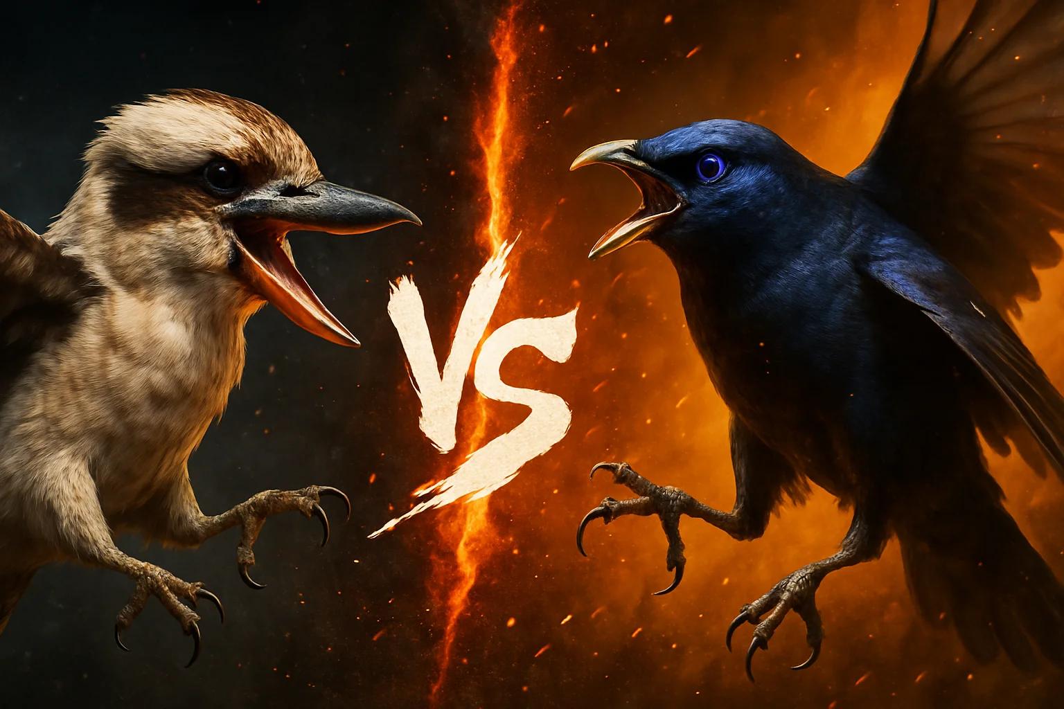 laughing-kookaburra-vs-satin-bowerbird comparison image on AnimalDex