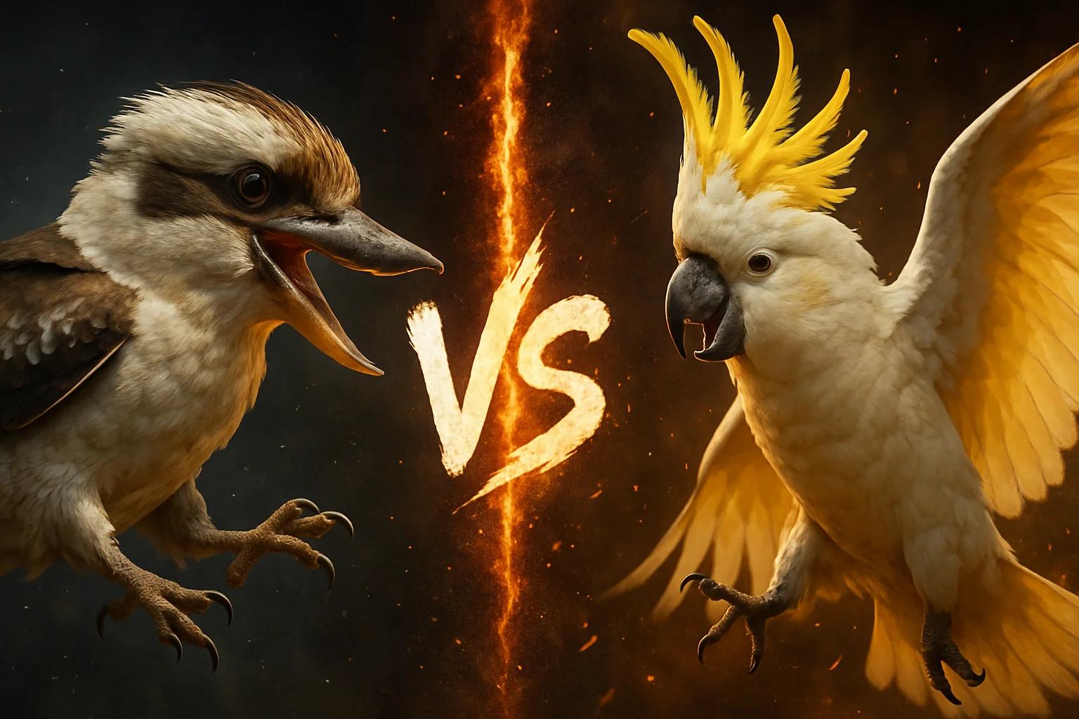 laughing-kookaburra-vs-sulphur-crested-cockatoo comparison image on AnimalDex