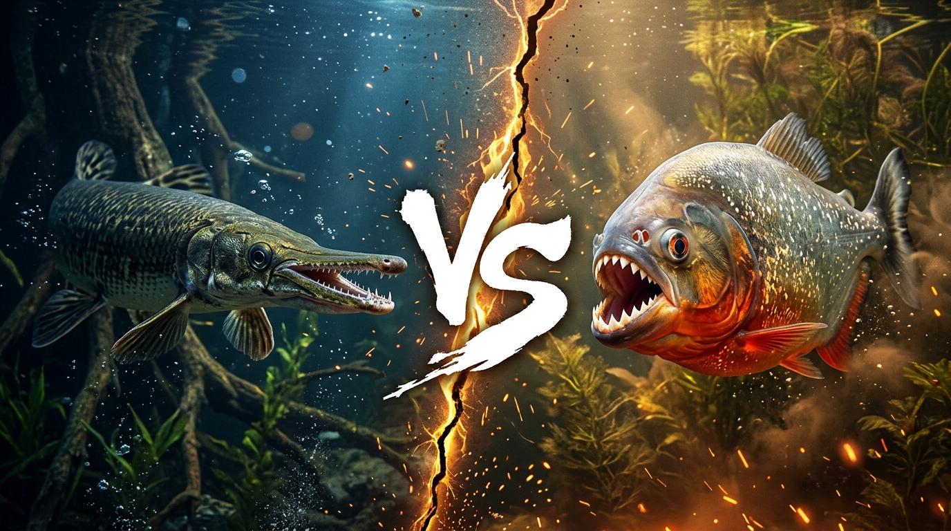 longnose-gar-vs-red-bellied-piranha comparison image on AnimalDex