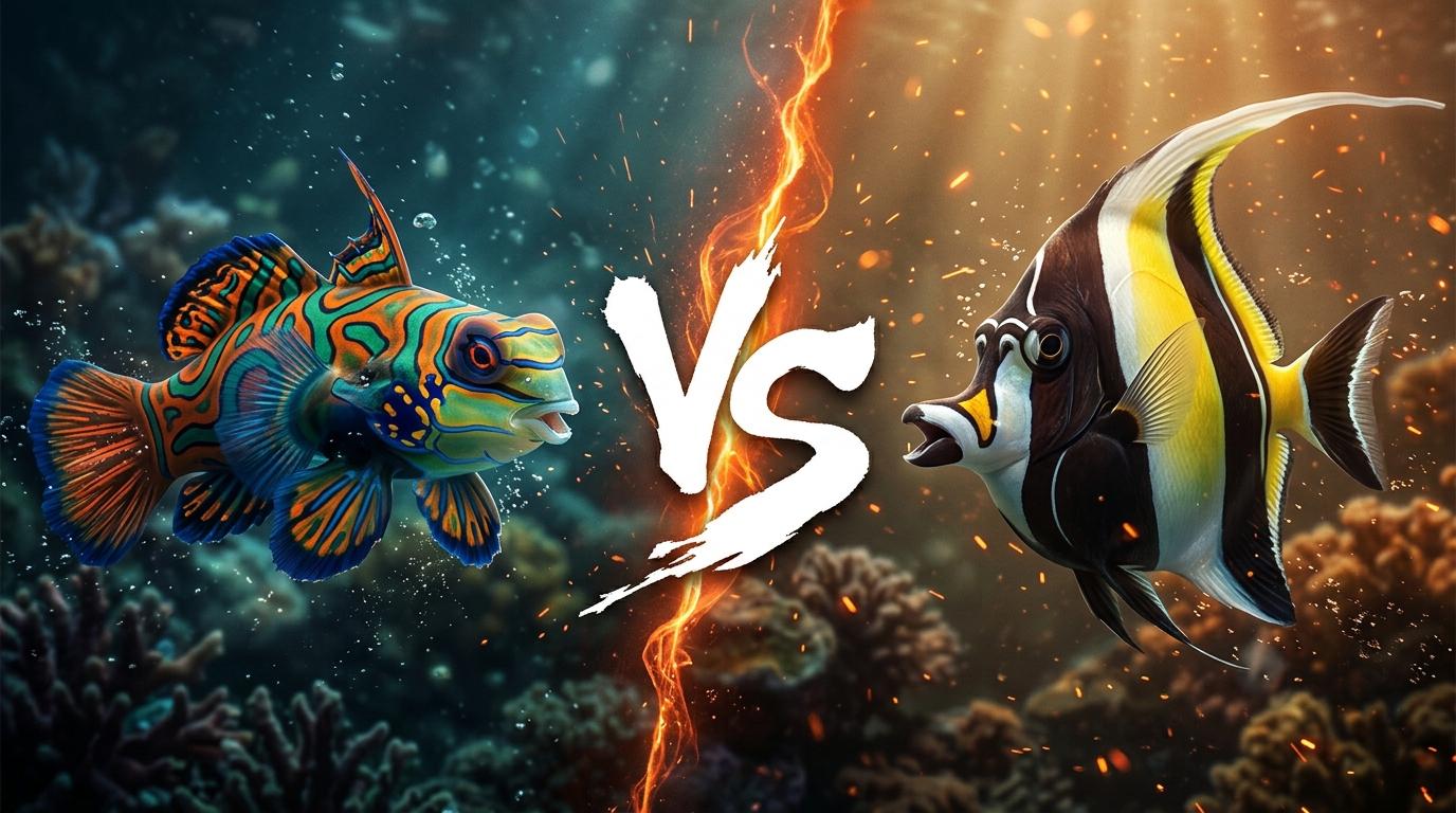 mandarinfish-vs-moorish-idol comparison image on AnimalDex