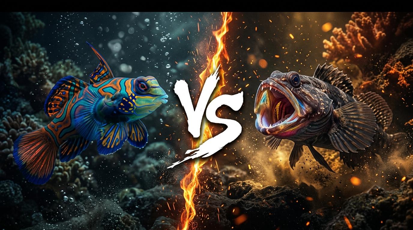 mandarinfish-vs-sarcastic-fringehead comparison image on AnimalDex