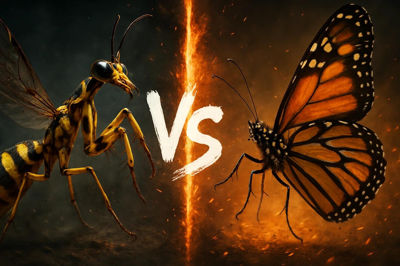mantidfly-vs-monarch-butterfly comparison image on AnimalDex