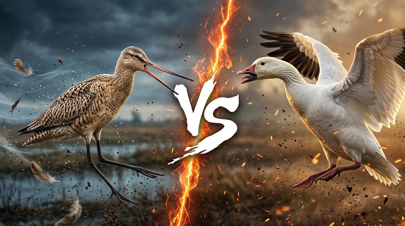marbled-godwit-vs-snow-goose comparison image on AnimalDex