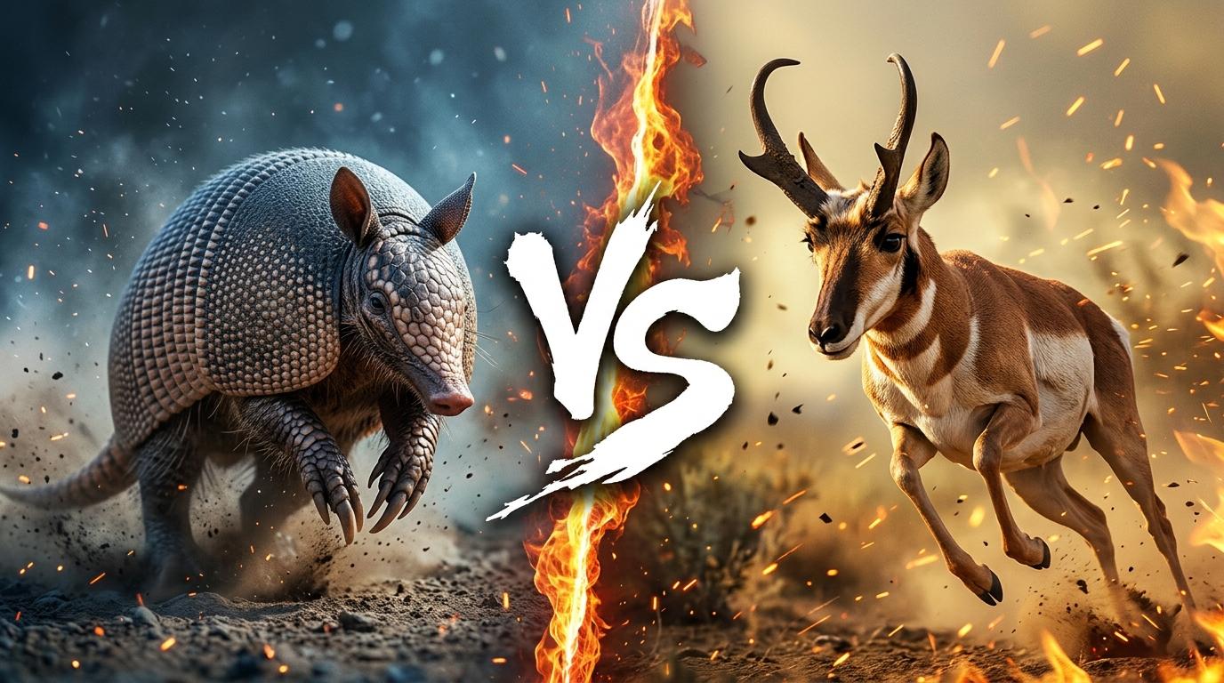 nine-banded-armadillo-vs-pronghorn comparison image on AnimalDex