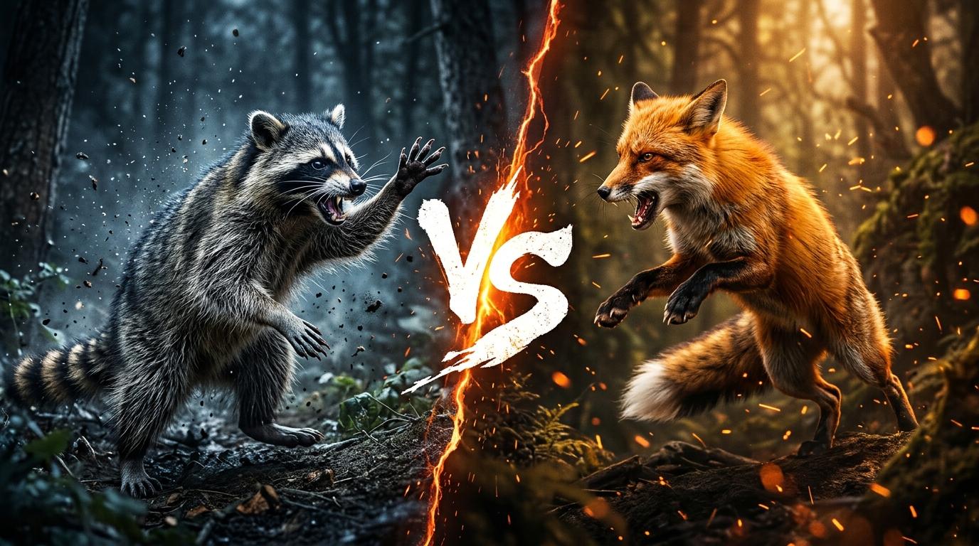 north-american-raccoon-vs-red-fox comparison image on AnimalDex