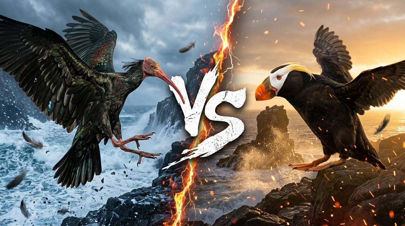northern-bald-ibis-vs-tufted-puffin comparison image on AnimalDex