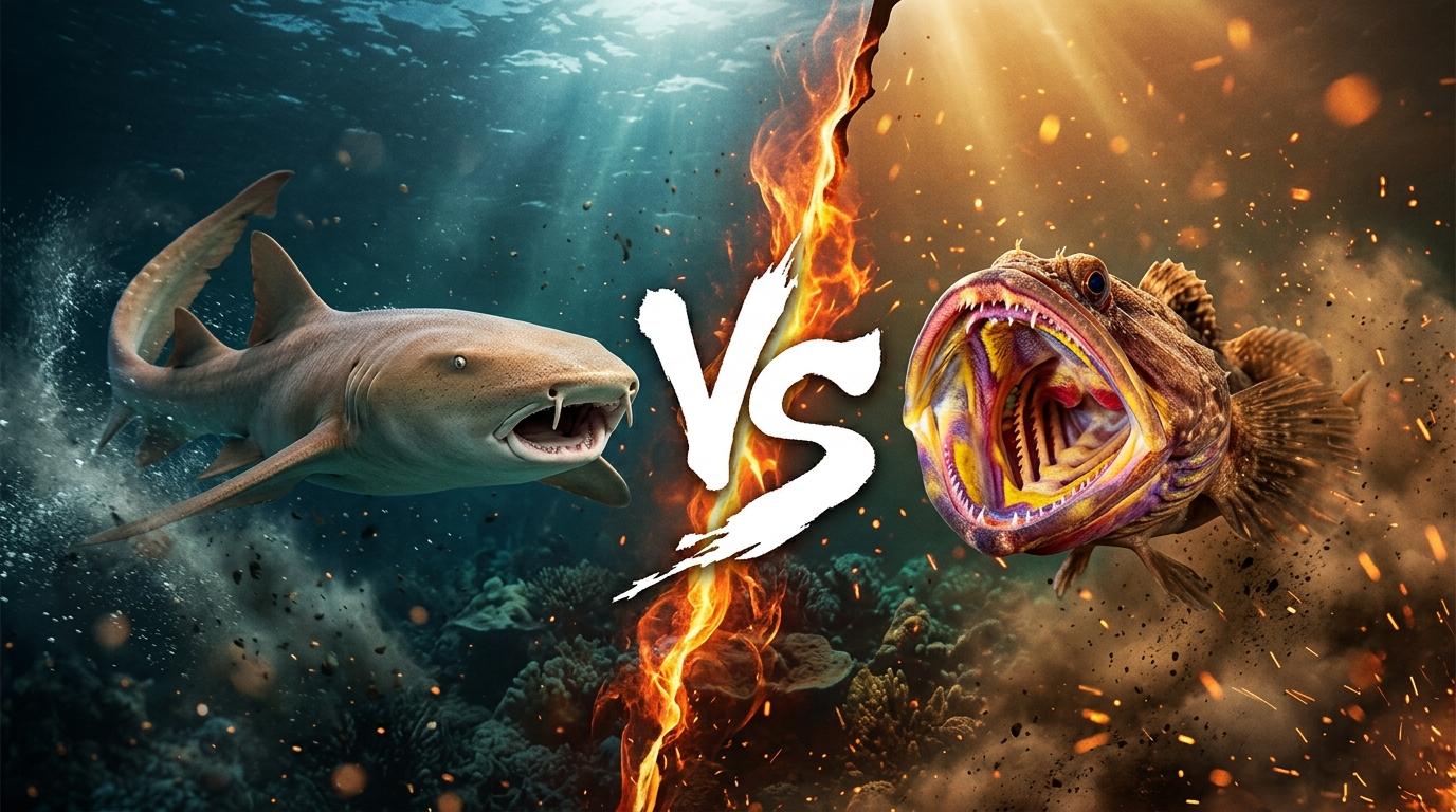 nurse-shark-vs-sarcastic-fringehead comparison image on AnimalDex