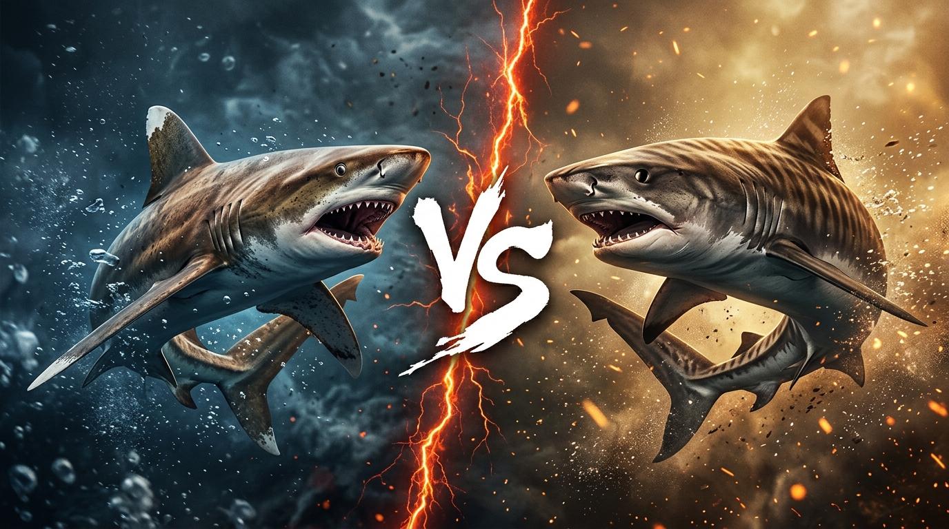 oceanic-whitetip-shark-vs-tiger-shark comparison image on AnimalDex