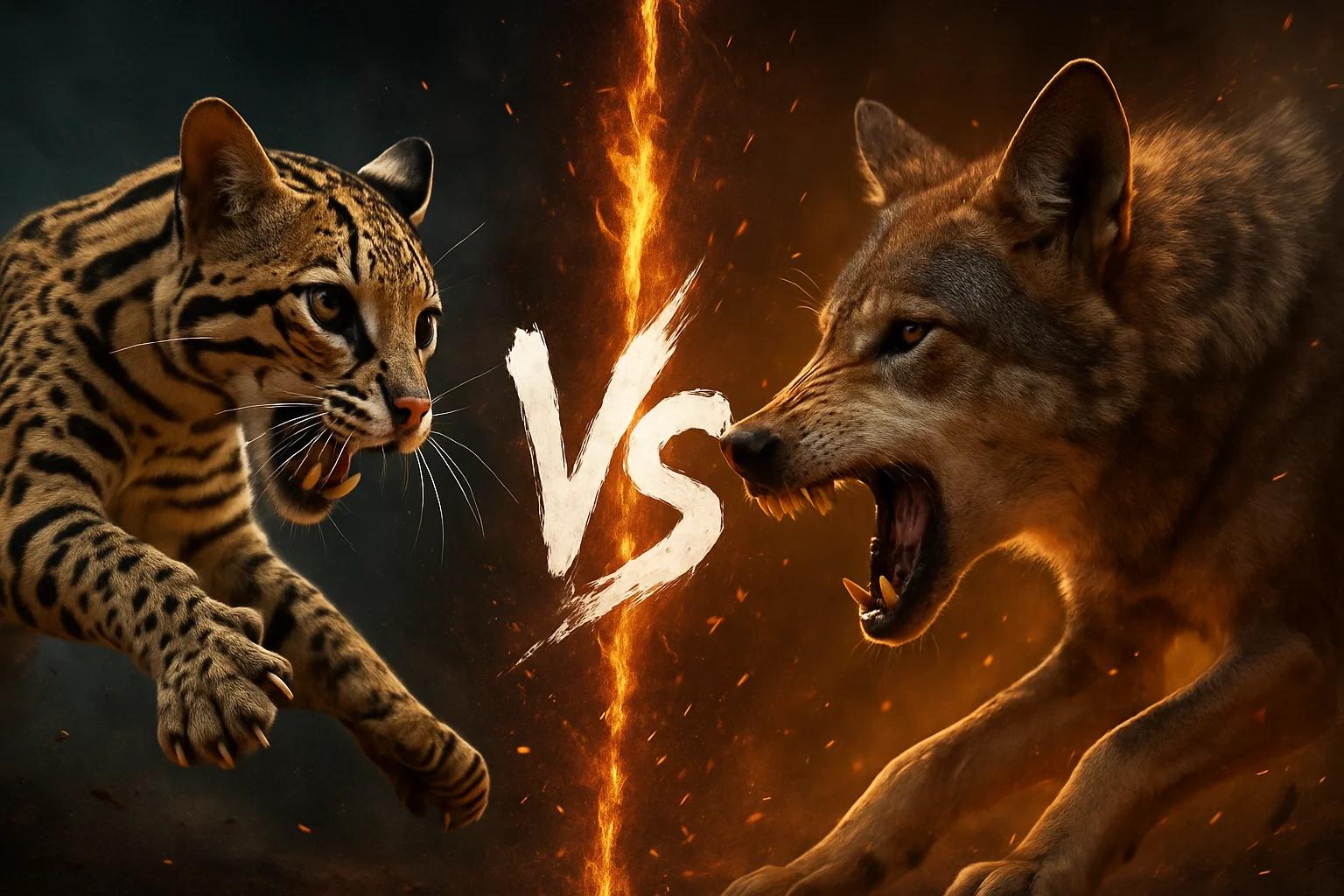 ocelot-vs-red-wolf comparison image on AnimalDex