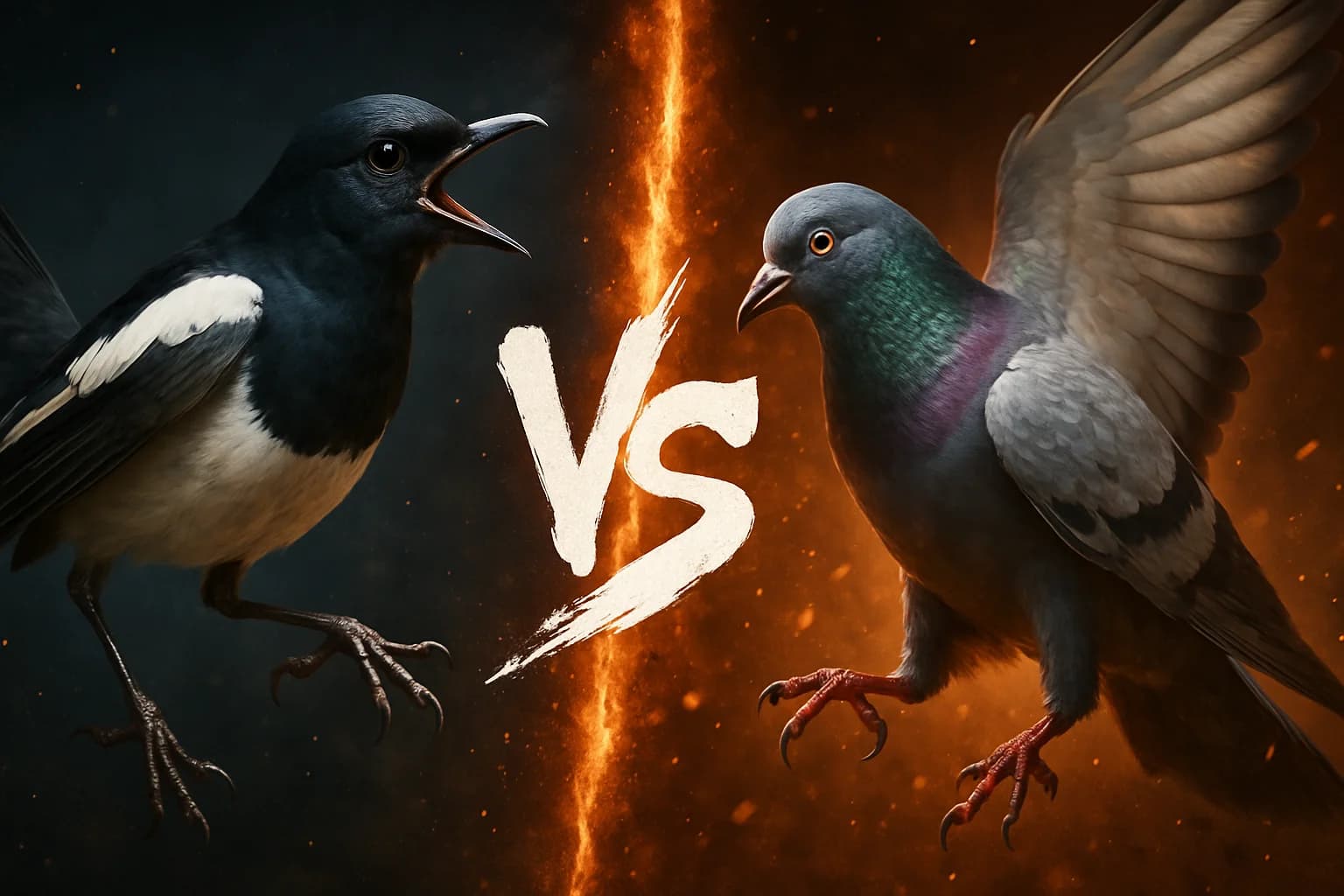 oriental-magpie-robin-vs-rock-pigeon comparison image on AnimalDex