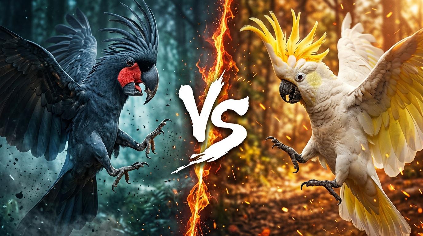 palm-cockatoo-vs-sulphur-crested-cockatoo comparison image on AnimalDex