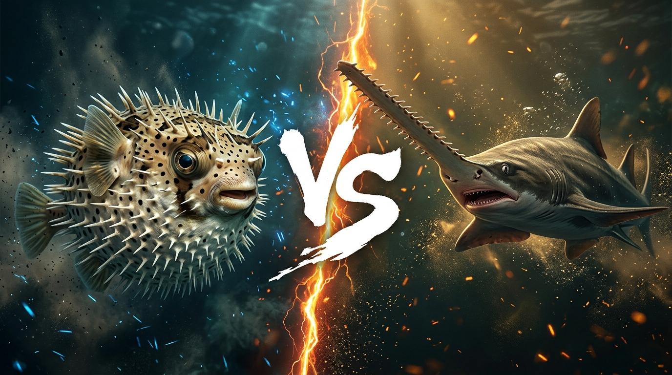 porcupinefish-vs-smalltooth-sawfish comparison image on AnimalDex