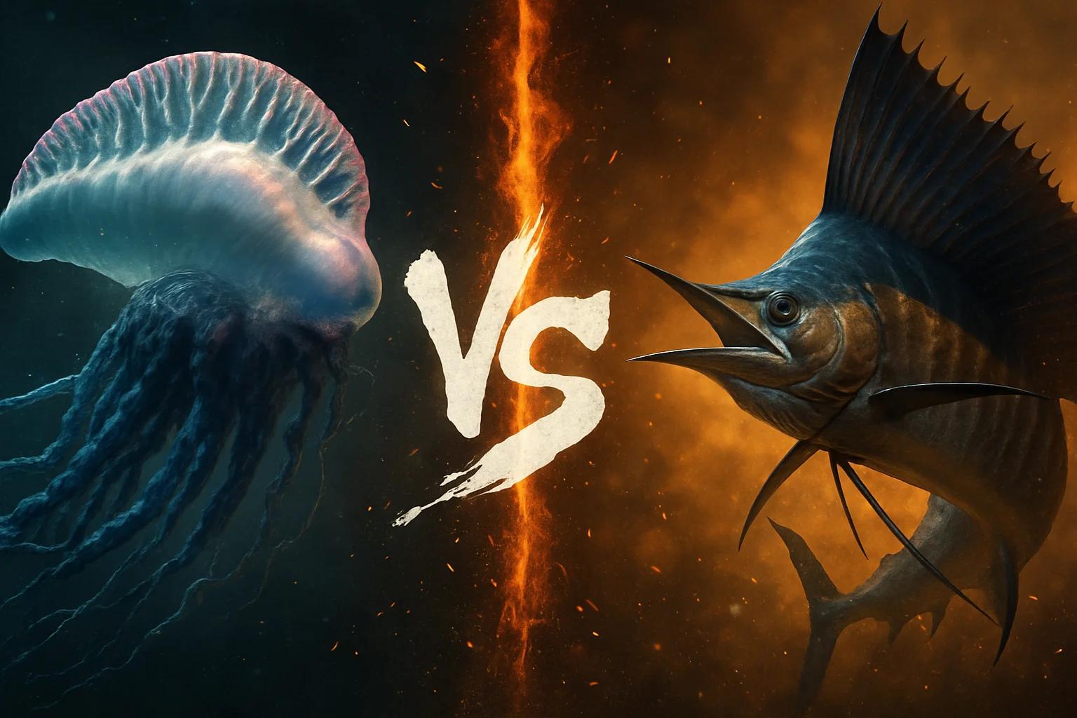 portuguese-man-o-war-vs-sailfish comparison image on AnimalDex