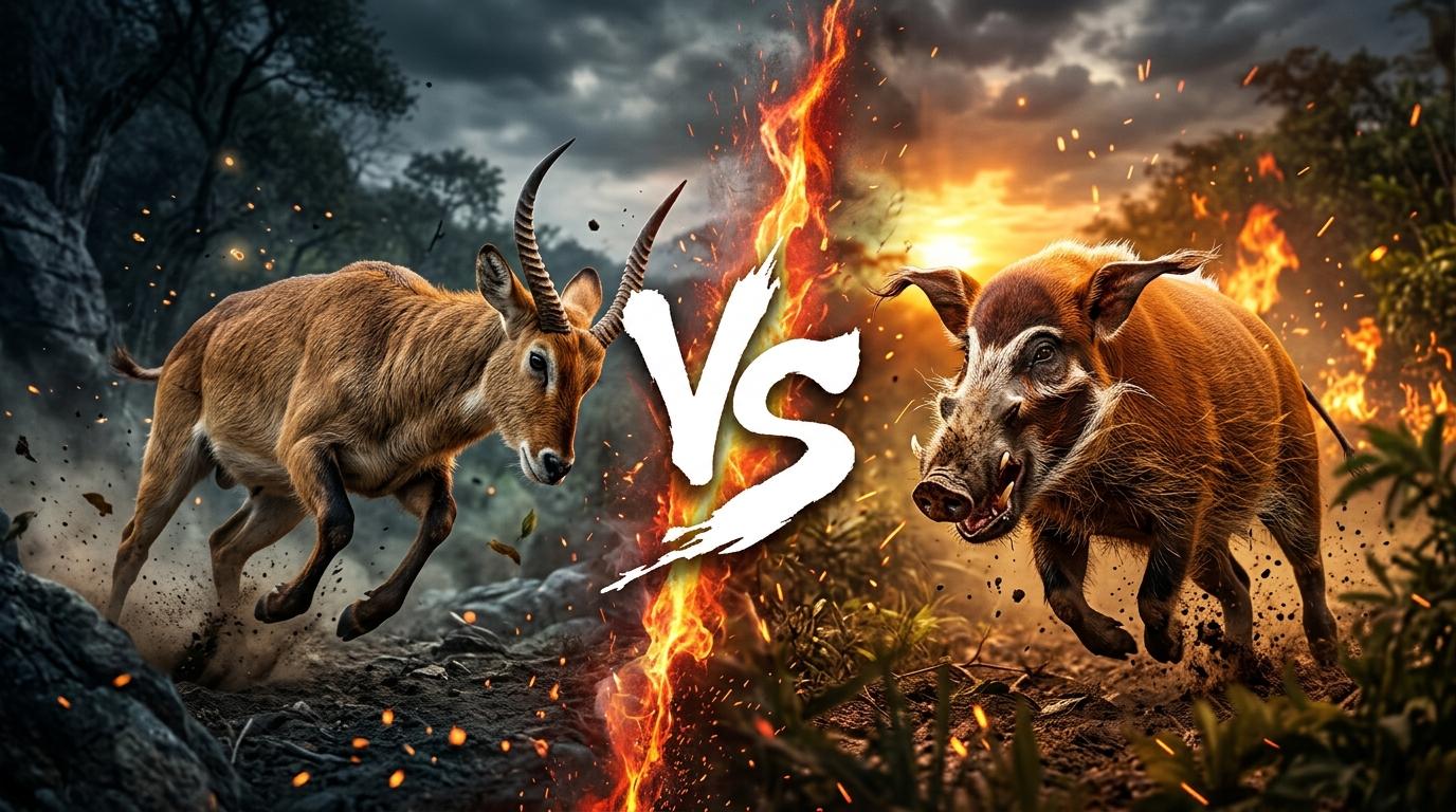 puku-vs-red-river-hog comparison image on AnimalDex