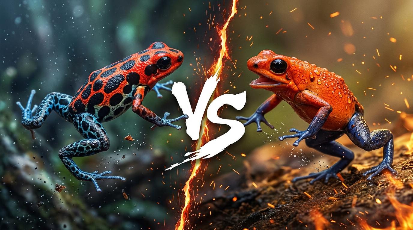 red-backed-poison-frog-vs-strawberry-poison-dart-frog comparison image on AnimalDex