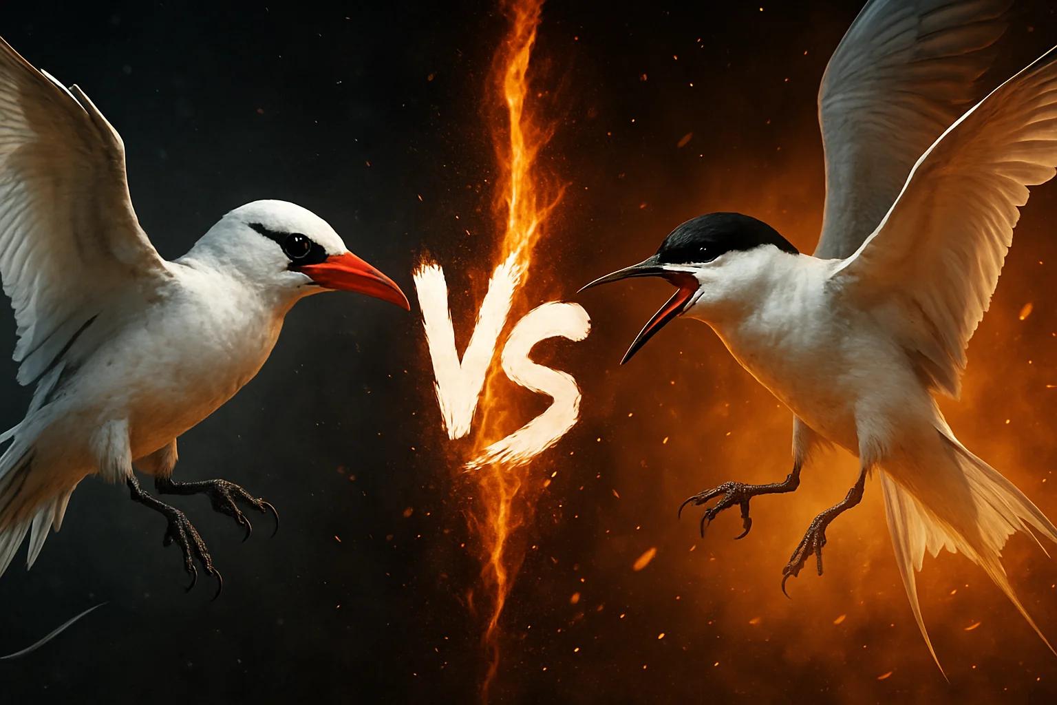 red-billed-tropicbird-vs-roseate-tern comparison image on AnimalDex