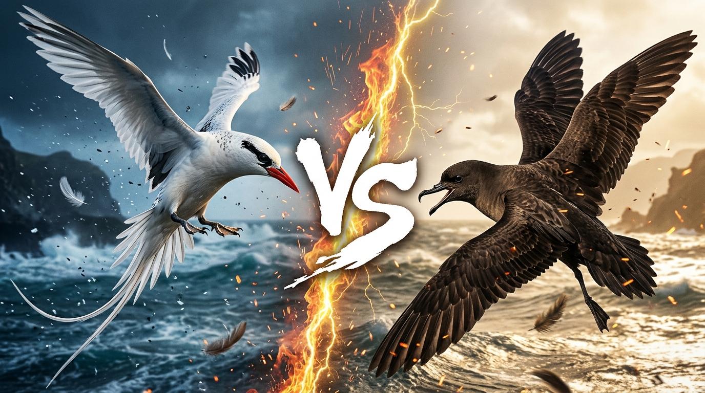 red-billed-tropicbird-vs-sooty-shearwater comparison image on AnimalDex