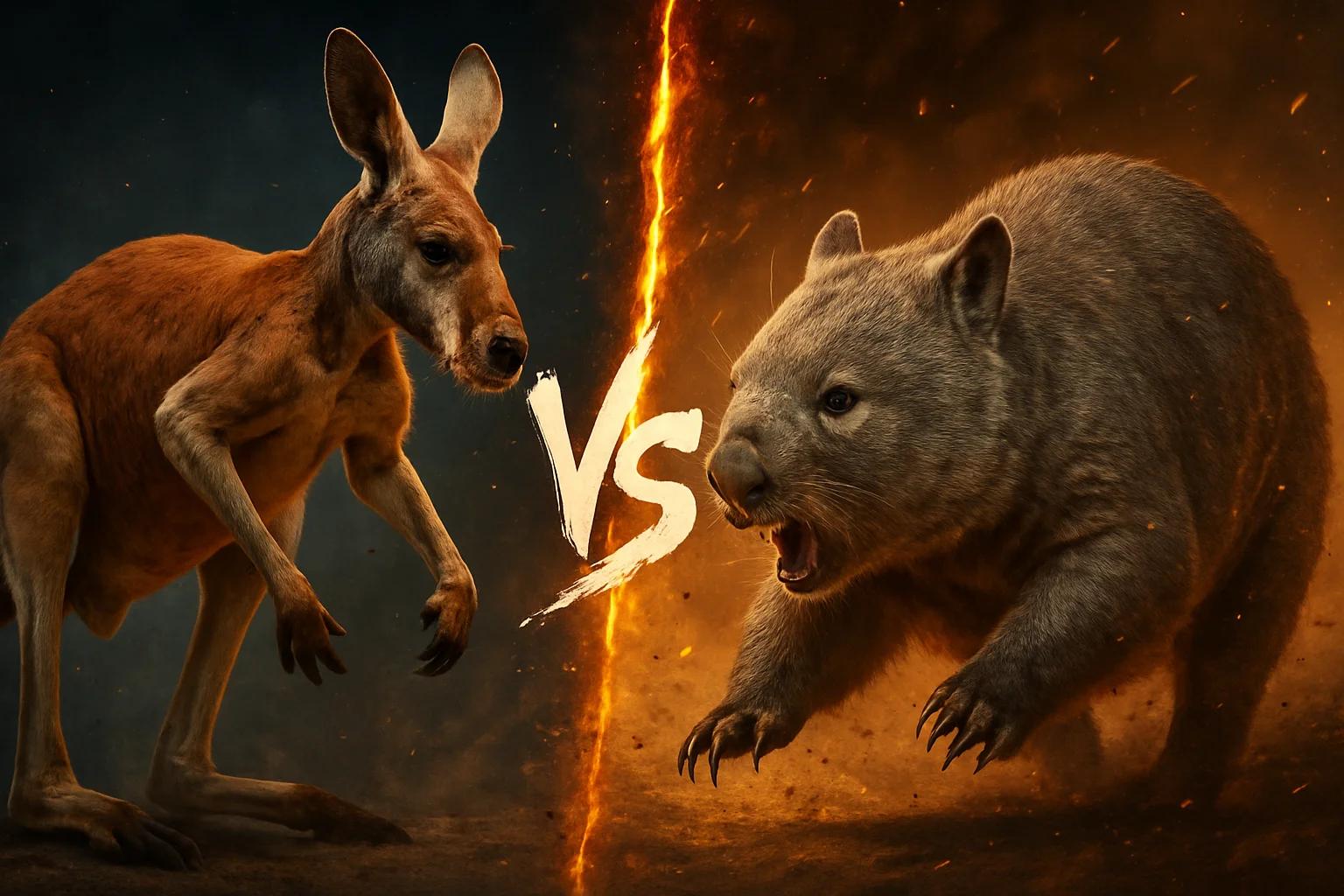 red-kangaroo-vs-southern-hairy-nosed-wombat comparison image on AnimalDex