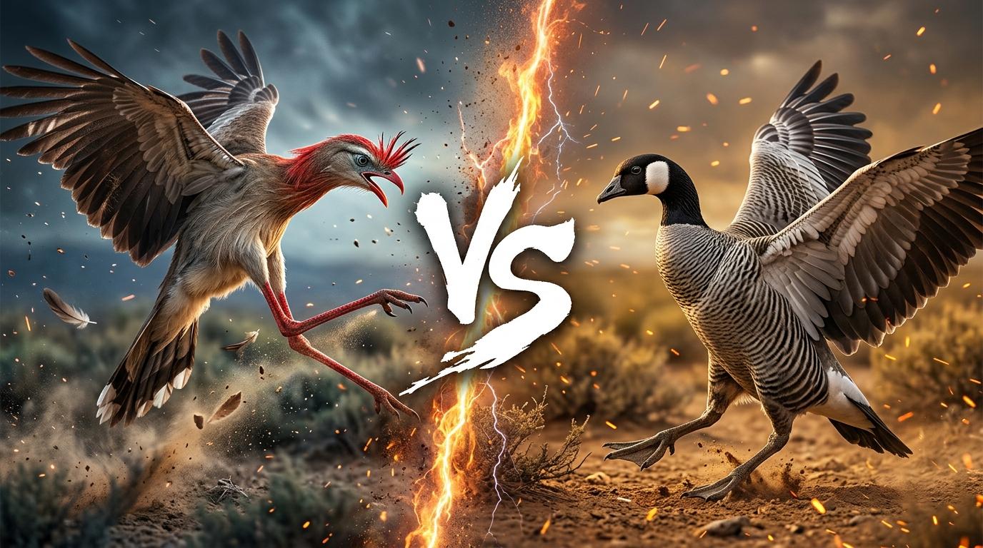 red-legged-seriema-vs-upland-goose comparison image on AnimalDex