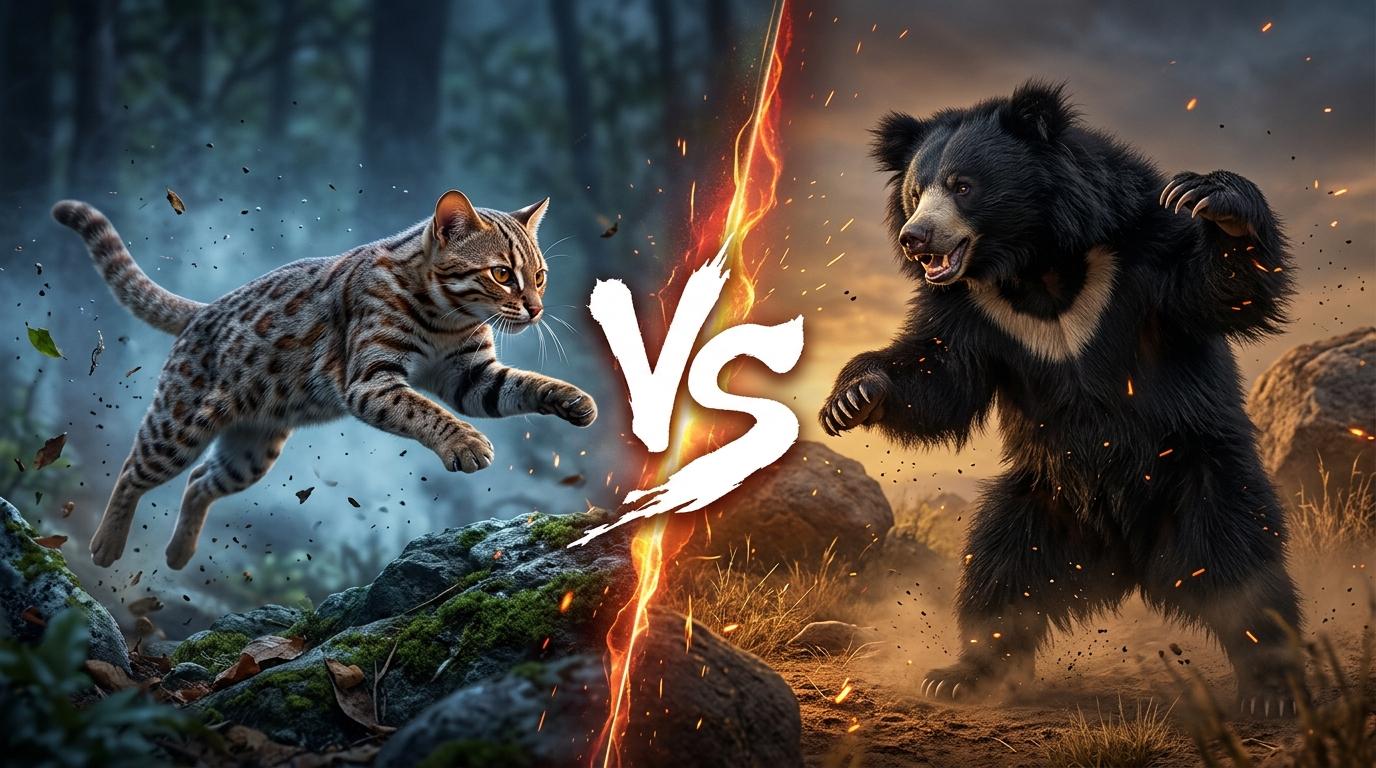 rusty-spotted-cat-vs-sloth-bear comparison image on AnimalDex