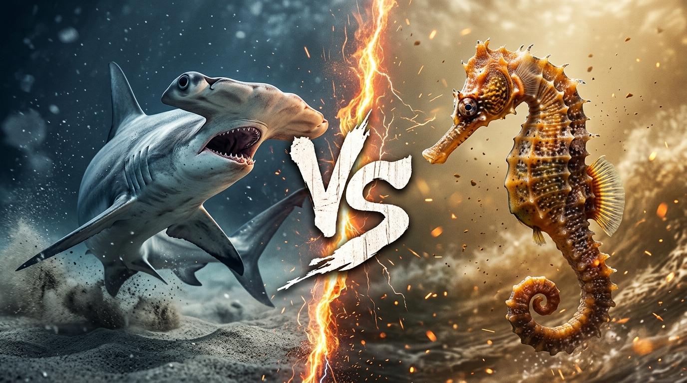 scalloped-hammerhead-vs-seahorse comparison image on AnimalDex