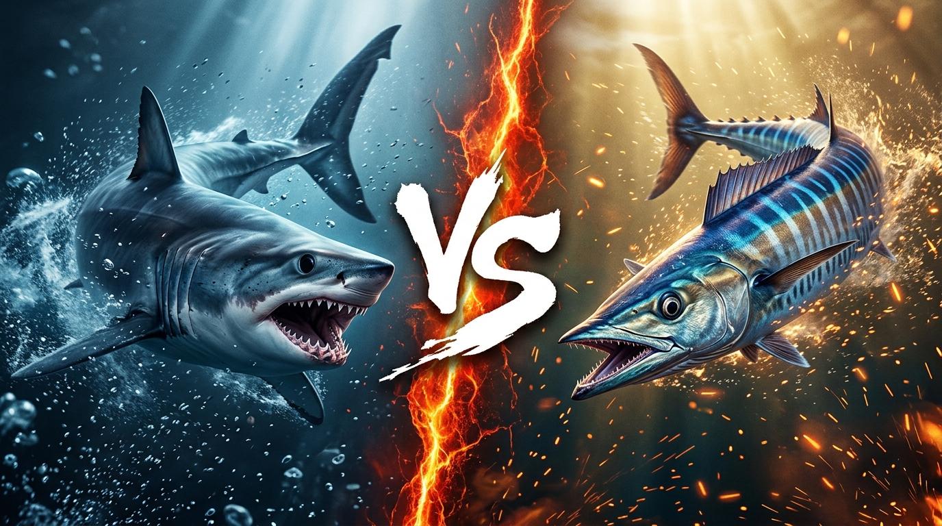 shortfin-mako-vs-wahoo comparison image on AnimalDex