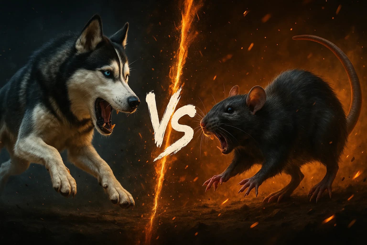 siberian-husky-vs-black-rat comparison image on AnimalDex