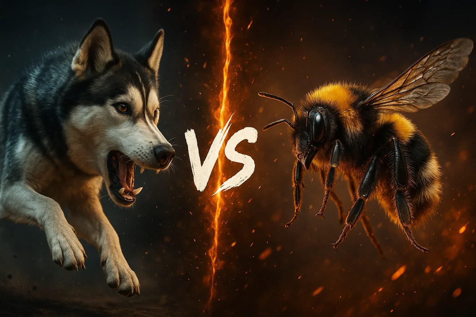 siberian-husky-vs-common-eastern-bumble-bee comparison image on AnimalDex