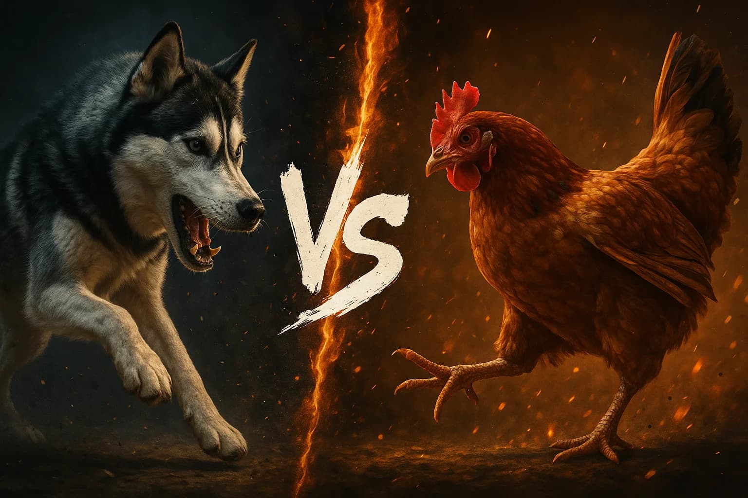 siberian-husky-vs-domestic-chicken comparison image on AnimalDex