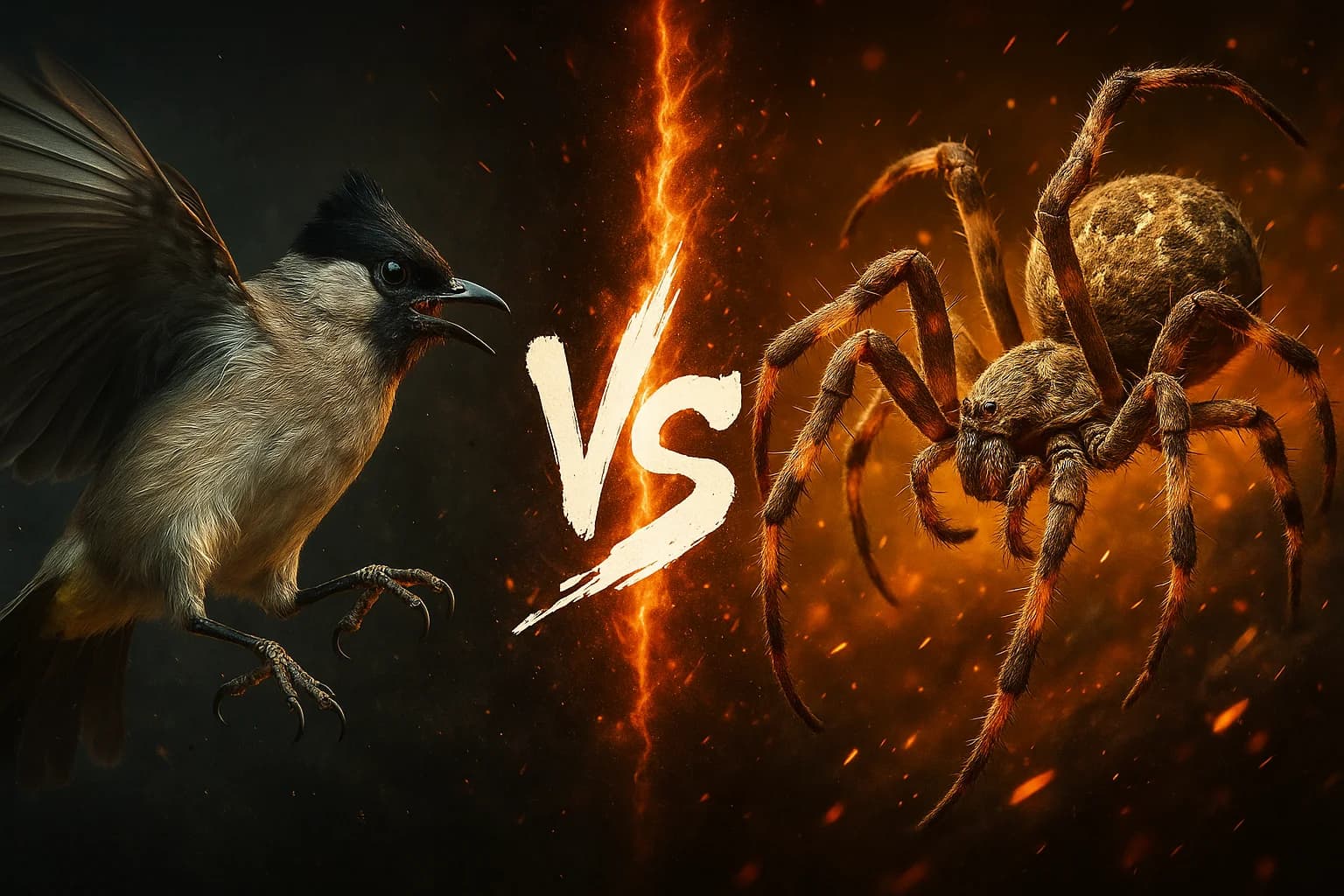 sooty-headed-bulbul-vs-spider comparison image on AnimalDex