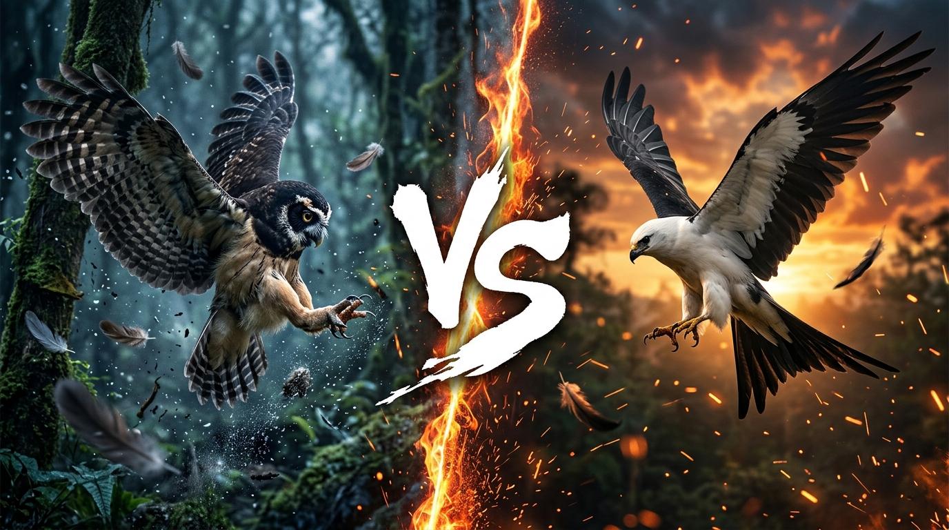 spectacled-owl-vs-swallow-tailed-kite comparison image on AnimalDex