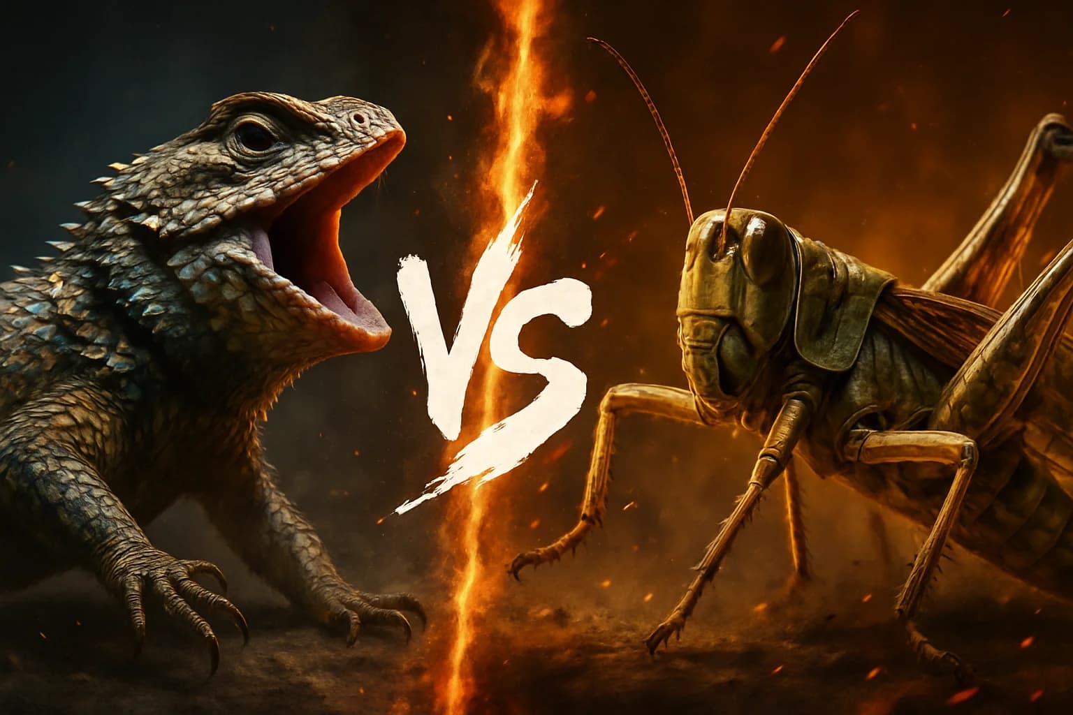 spiny-lizard-vs-grasshopper-and-locust comparison image on AnimalDex
