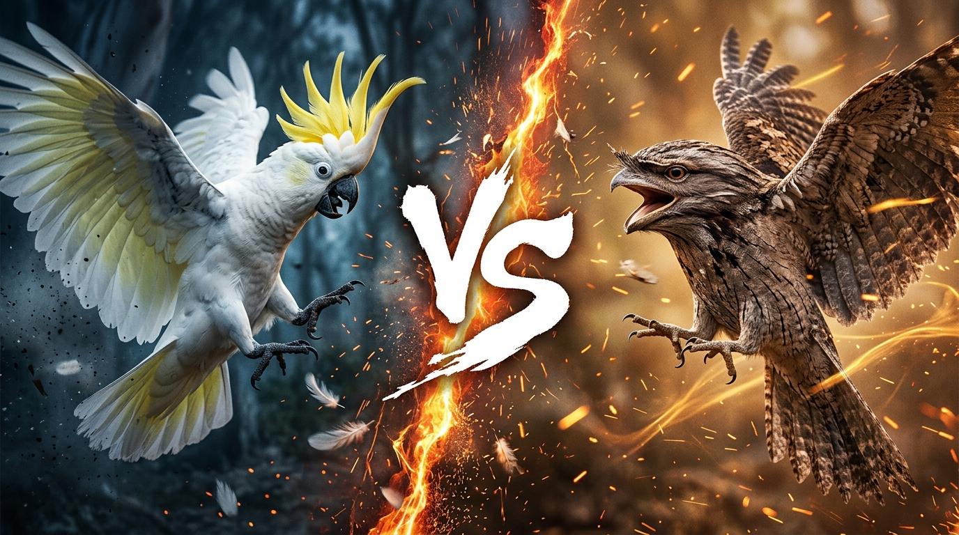 sulphur-crested-cockatoo-vs-tawny-frogmouth comparison image on AnimalDex