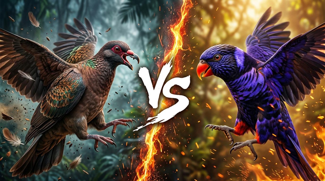 tooth-billed-pigeon-vs-ultramarine-lorikeet comparison image on AnimalDex