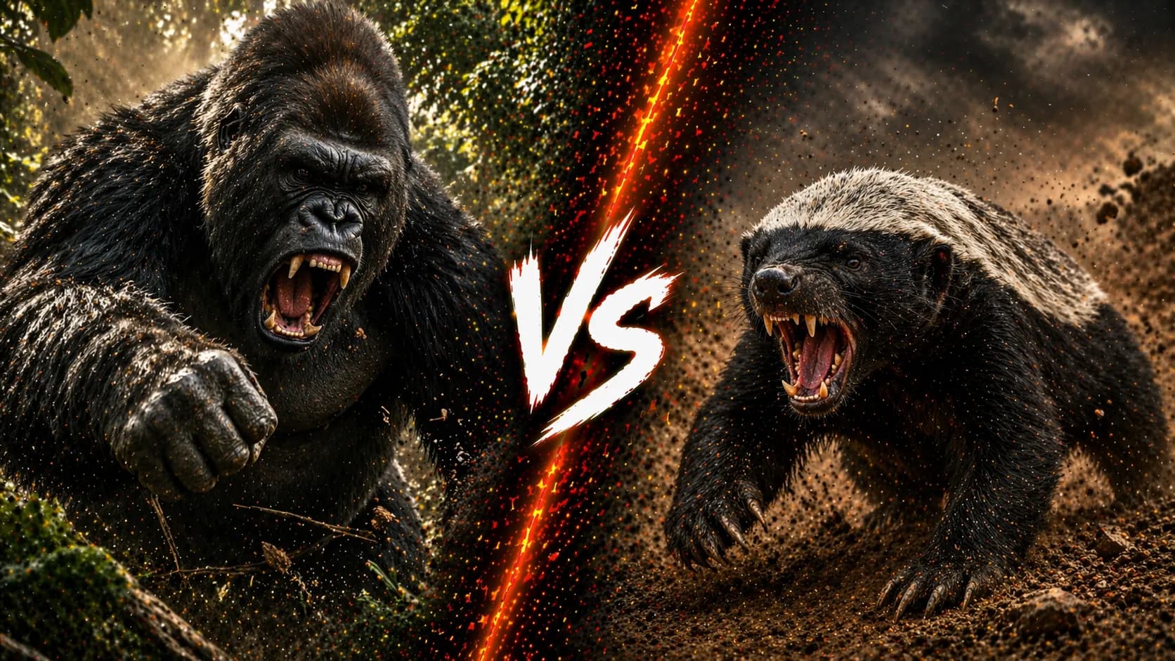 Gorilla vs Honey Badger: Which Animal Has the Edge? comparison image on AnimalDex