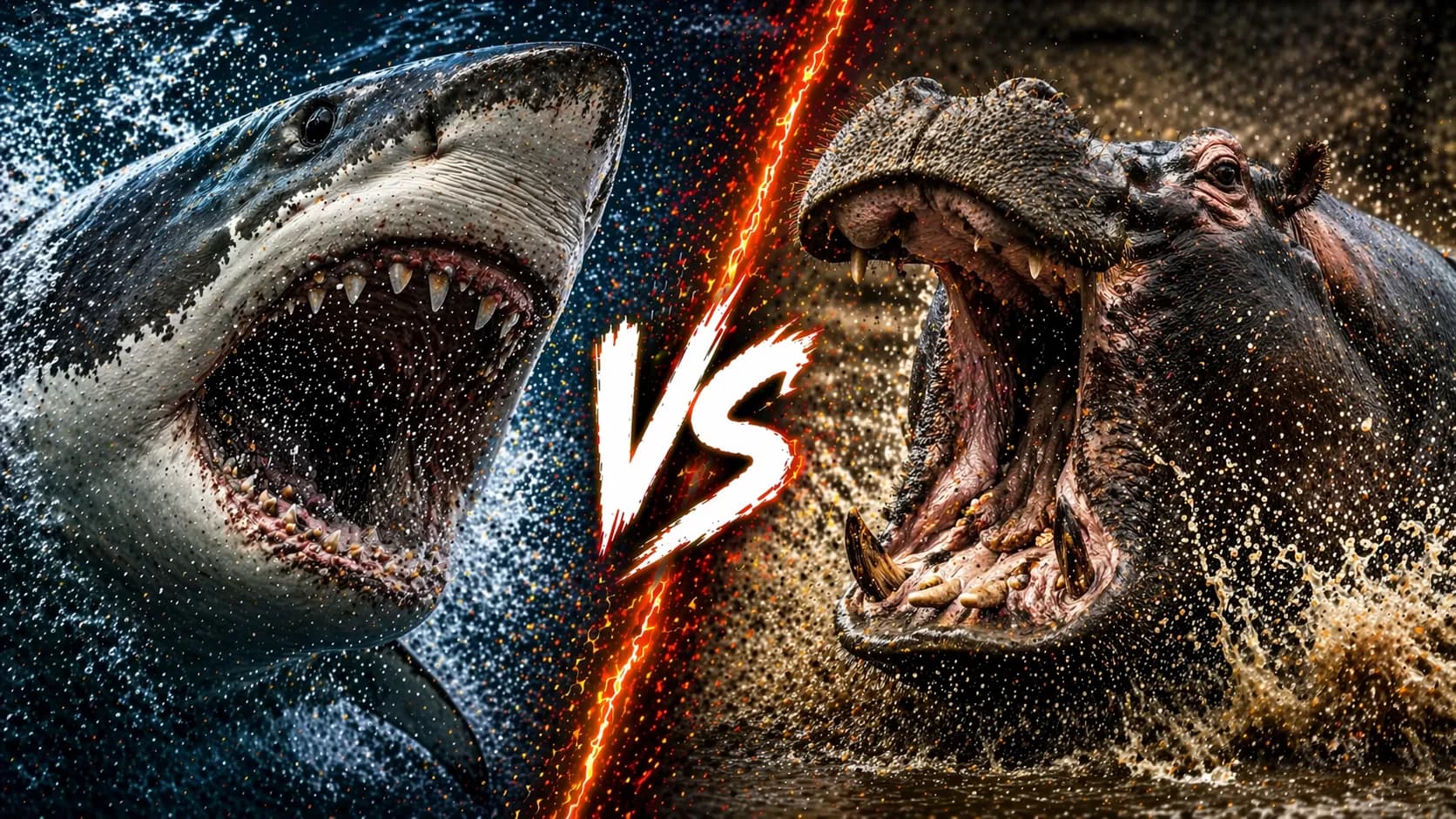Great White Shark vs Hippopotamus: Which Dangerous Animal Has the Edge? comparison image on AnimalDex