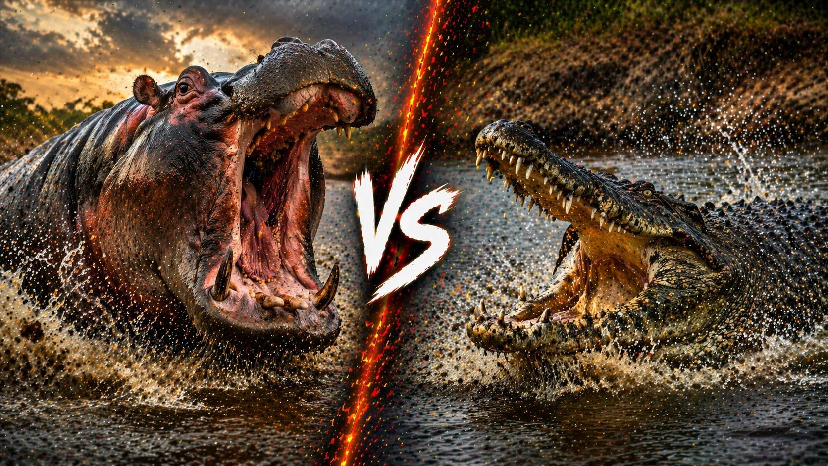 Hippopotamus vs Crocodile: Who Has the Edge at the Waterline? comparison image on AnimalDex