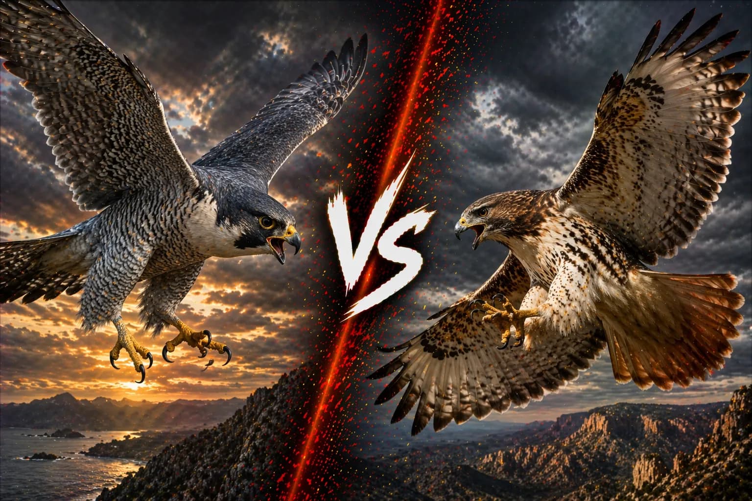 Peregrine Falcon vs Red-tailed Hawk: Which Bird Has the Better Speed Edge? comparison image on AnimalDex