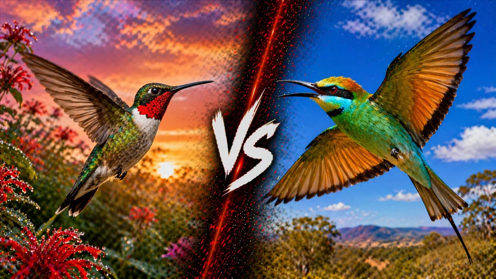Ruby-Throated Hummingbird vs Rainbow Bee-Eater: Which Bird Is More Agile? comparison image on AnimalDex