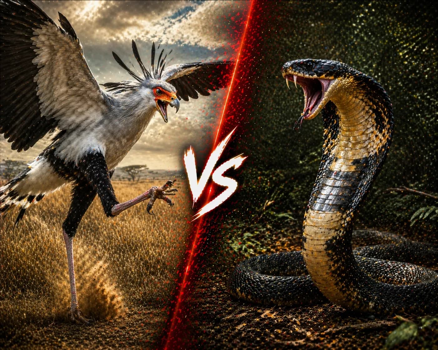Secretary Bird vs King Cobra: Which Snake Hunter Has the Real Edge? comparison image on AnimalDex
