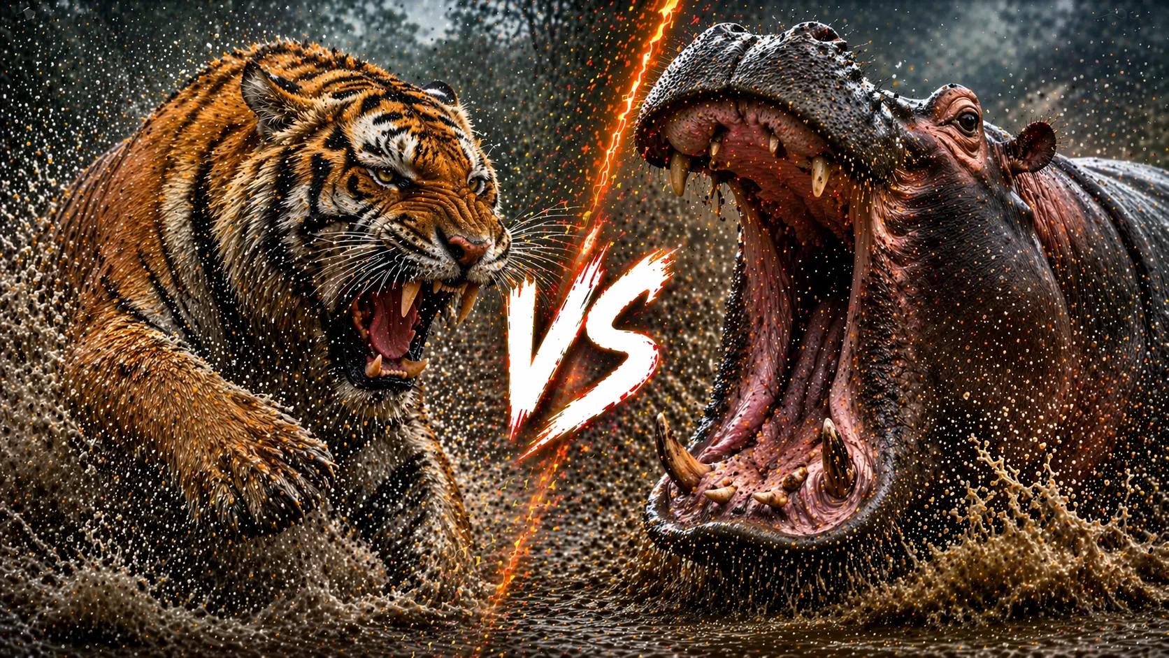 Tiger vs Hippopotamus: Which Animal Has the Edge? comparison image on AnimalDex